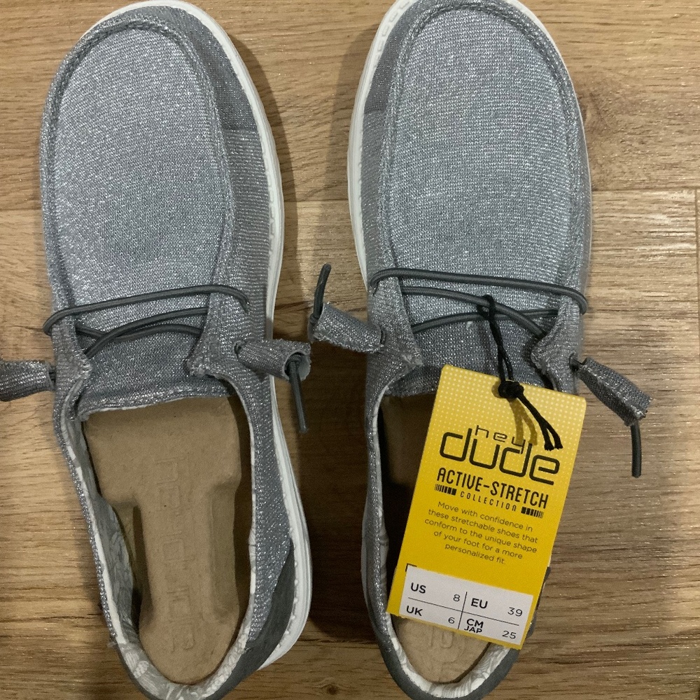 Hey Dude Wendy Stretch Sparkling Grey Women’s Shoes